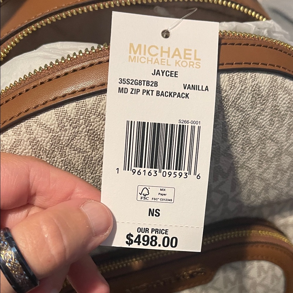 Michael Kors Small Jaycee Backpack Tan and Cream Shoulder Bag - Picture 6 of 8